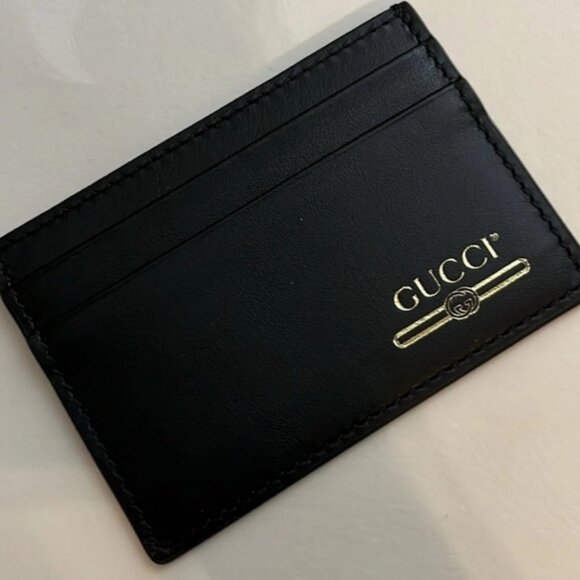 Authentic Gucci Black and Gold Double Sided Designer Leather Card Holder New - Picture 3 of 6